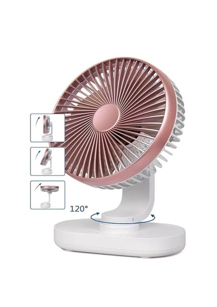 Masaüstü Fan USB Şarjlı 4 Kademeli Kişisel Otomatik Salınımlı Taşınabilir Soğutucu Vantilatör