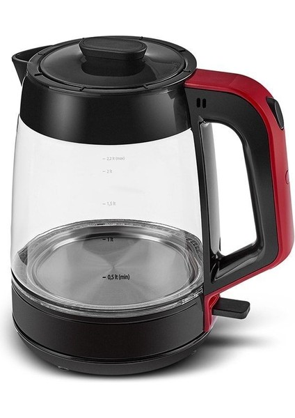 Kırmızı 2'li Cam Su Isıtıcı ve Çay Makinesi, Şık ve Pratik Kullanım indirimleri