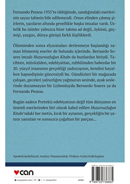 Huzursuzluğun Kitabı Anonim Yazar Ciltsiz Normal Boy 675 Sayfa modelleri