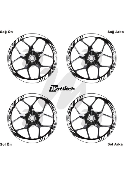 Cfmoto NK250 Geniş Jant Sticker Modeli 16'lı Beyaz fiyatları