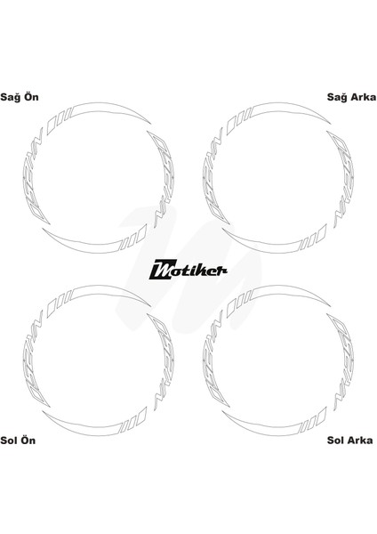 Cfmoto NK250 Geniş Jant Sticker Modeli 16'lı Beyaz modelleri