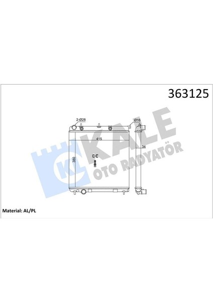 Radyator [brazıng Versıyonu KL297000] Peugeot 206 207 - Cıtroen C2 C3 1.4hdı 70 Eco 02-&gt; mt Ac/nac [mekanık] [380X415X34]