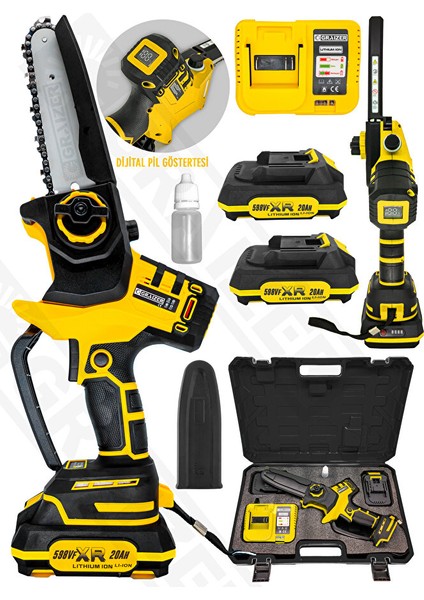 Alman 598 Vf Dijital Şarj Göstergeli Karbon Motor Şarjlı Akülü Dal Kesme Budama Testere Makinesi fiyatları