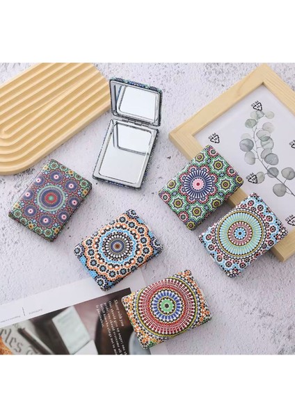 6’lı Mandala Desenli Katlanabilir Çift Taraflı Makyaj Aynası Seti – Kompakt Çanta Aynası modelleri