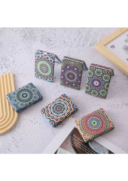 6’lı Mandala Desenli Katlanabilir Çift Taraflı Makyaj Aynası Seti – Kompakt Çanta Aynası