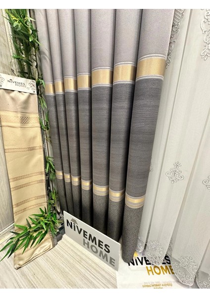 Nivemeshome Deniz FT614177 V-5403 Gümüş 1/3 Sık Pileli Fon Perde Apm