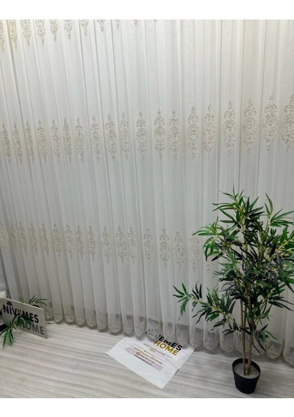 Nivemeshome Dila 2032 Gold Detaylı 1/3 Sık Pileli Tül Perde Apm modelleri