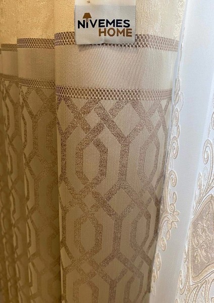 Nis Yakut Vizon Bej 1/3 Sık Pile Fon Perde Apm modelleri