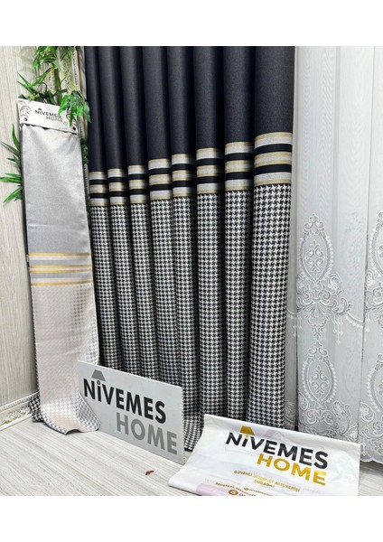Nivemeshome Didim FT671537 V-902 Siyah 1/3 Sık Pileli Fon Perde Apm indirimleri