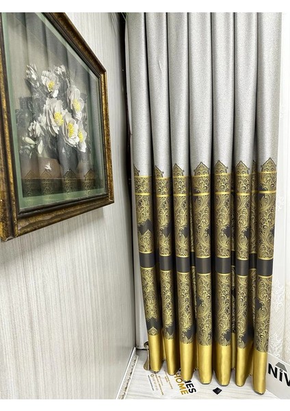 Nivemeshome Gönen Gri-Gold 671539 V-2503 1/3 Sık Pileli Fon Perde Apm fırsatları