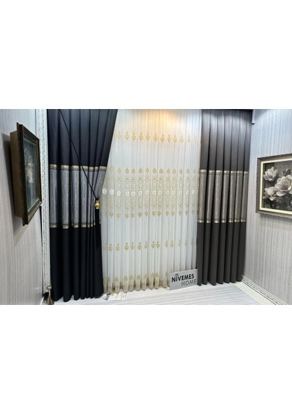 Nivemeshome Şahmaran 1/3 Sık Pileli Tül Perde Apm