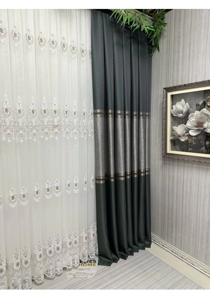 Nivemeshome Eliza V-2547 Yeşil 1/3 Sık Pileli Fon Perde Apm fiyatları