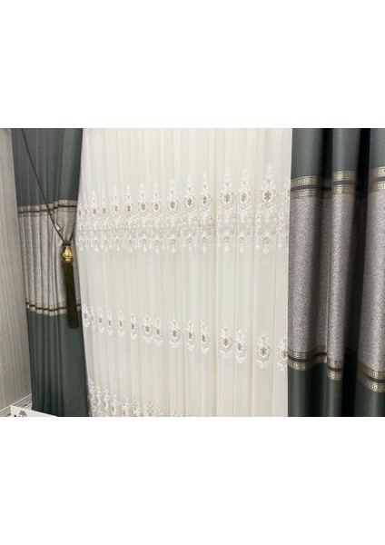 Nivemeshome Eliza V-2547 Yeşil 1/3 Sık Pileli Fon Perde Apm indirimleri