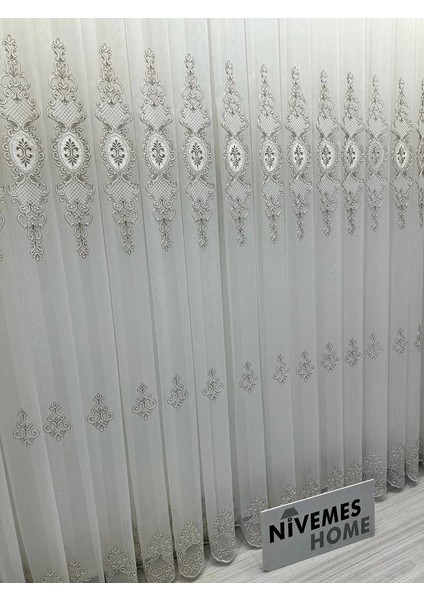 Nivemeshome Dream Gold Detaylı 1/3 Sık Pileli Tül Perde Apm