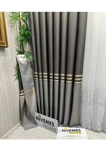 Nivemeshome Didim FT671537 V-2503 Taş 1/3 Sık Pileli Fon Perde Apm