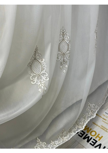 Nivemeshome Lantana Gold Detaylı 1/3 Sık Pileli Tül Perde Apm