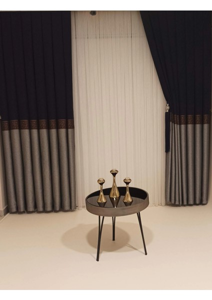 Nivemeshome Meta Gri/bronz 1/3 Sık Pile Fon Perde Apm