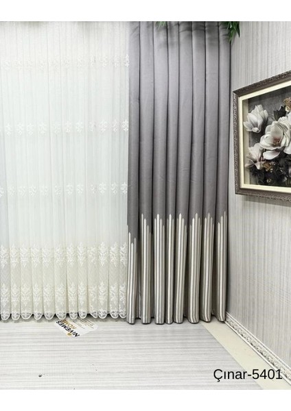 Nivemeshome Çınar Gümüş 5401 1/3 Sık Pileli Fon Perde Apm fırsatları