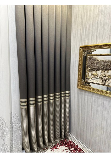 Nivemeshome Didim FT671537 V-5302 Toprak 1/3 Sık Pileli Fon Perde Apm