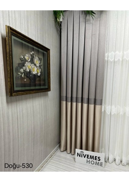 Nivemeshome Doğu Vizon FT671536 V-530 1/3 Sık Pileli Fon Perde Apm