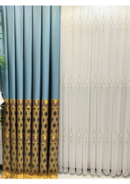 Nivemeshome Lantana Gold Detaylı 1/3 Sık Pileli Tül Perde Apm modelleri