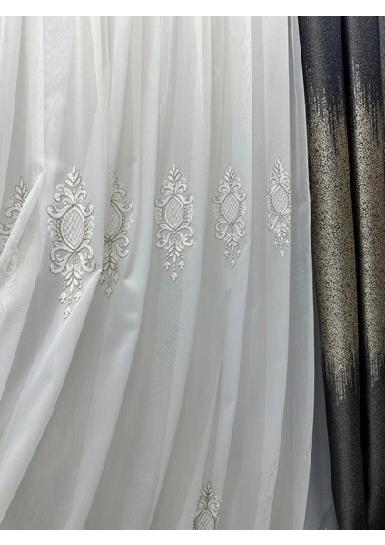 Nivemeshome Lantana Gold Detaylı 1/3 Sık Pileli Tül Perde Apm fırsatları