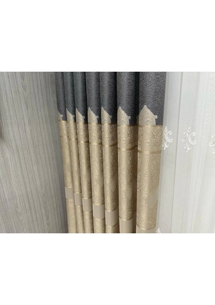 Nivemeshome Gönen Koyu Gri-Krem 671539 V-101 1/3 Sık Pileli Fon Perde Apm fiyatları
