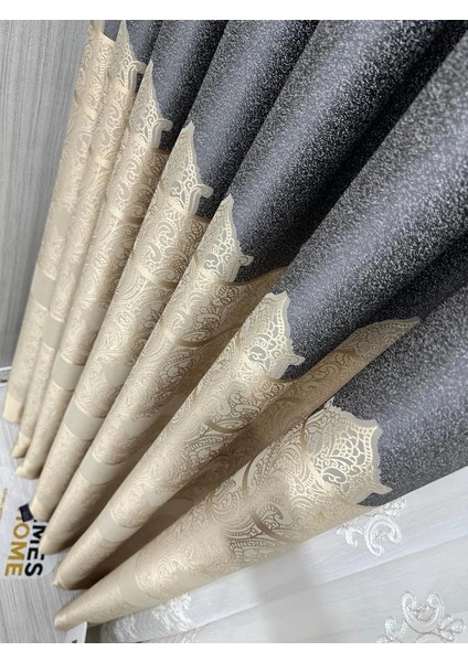Nivemeshome Gönen Koyu Gri-Krem 671539 V-101 1/3 Sık Pileli Fon Perde Apm modelleri
