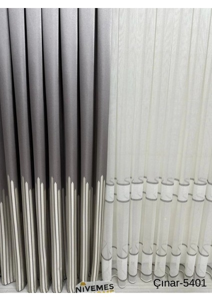 Nivemeshome Çınar Gümüş 5401 1/3 Sık Pileli Fon Perde Apm