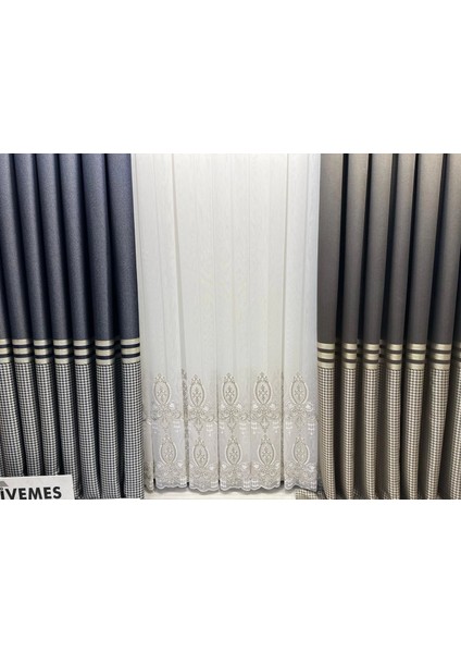 Nivemeshome Hüzzam Gold Detaylı 1/3 Sık Pileli Tül Perde Apm fırsatları