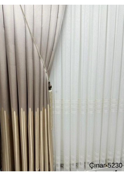 Nivemeshome Çınar Koyu Kahve -Altın 5230 1/3 Sık Pileli Fon Perde Apm indirimleri