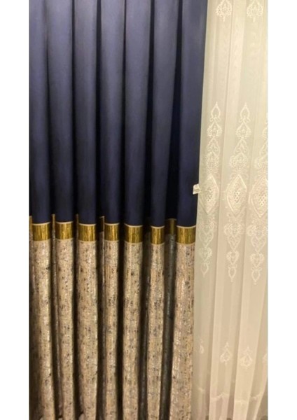 Lacivert Gold Taftafon APRE23-380 1/3 Sık Pile Pano Fon Perde Apm modelleri