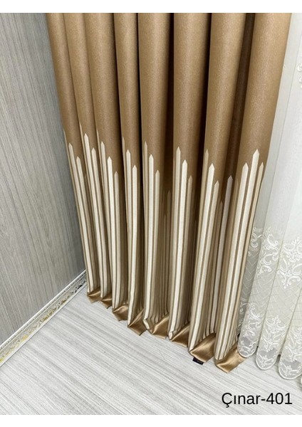 Nivemeshome Çınar Altın 401 1/3 Sık Pileli Fon Perde Apm