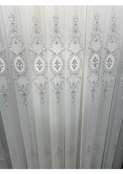 Nivemeshome Lisa Gümüş Detaylı 2015 1/3 Sık Pileli Tül Perde Apm