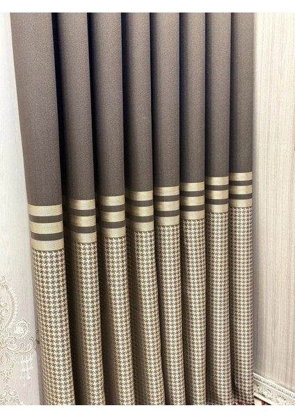 Nivemeshome Didim FT671537 V-5302 Toprak 1/3 Sık Pileli Fon Perde Apm