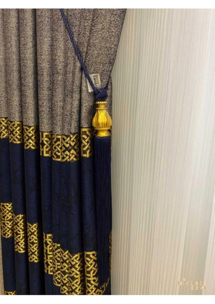 Nivemeshome 1/3 Sık Pile Naturel Lacivert Gri Pano Fon Perde Apm fiyatları