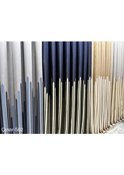 Nivemeshome Çınar Lacivert 502 1/3 Sık Pileli Fon Perde Apm