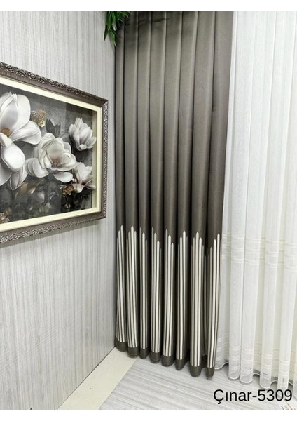 Nivemeshome Çınar Toprak 5309 1/3 Sık Pileli Fon Perde Apm