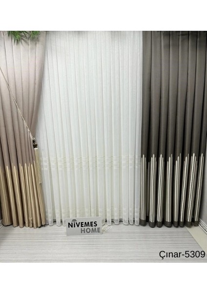 Nivemeshome Çınar Toprak 5309 1/3 Sık Pileli Fon Perde Apm modelleri