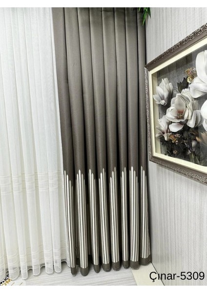 Nivemeshome Çınar Toprak 5309 1/3 Sık Pileli Fon Perde Apm