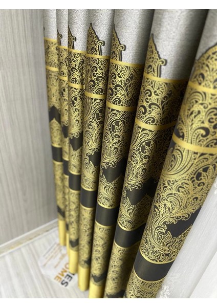 Nivemeshome Gönen Gri-Gold 671539 V-2503 1/3 Sık Pileli Fon Perde Apm indirimleri