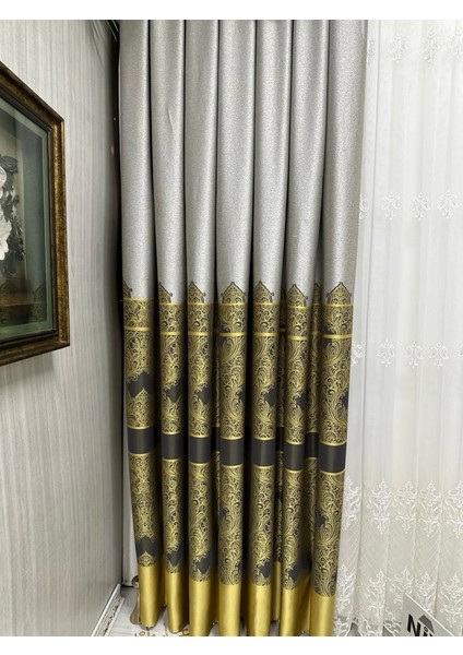 Nivemeshome Gönen Gri-Gold 671539 V-2503 1/3 Sık Pileli Fon Perde Apm