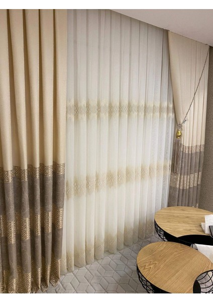 Nivemeshome Titanum Nakışlı Krem 1/3 Sık Pile Tül Perde Apm modelleri