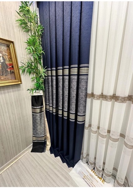 Nivemeshome Venüs FJ631728 V-517 Lacivert 1/3 Sık Pileli Fon Perde Apm modelleri