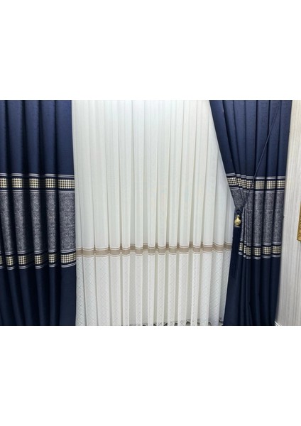 Nivemeshome Venüs FJ631728 V-517 Lacivert 1/3 Sık Pileli Fon Perde Apm