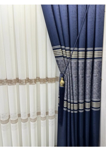 Nivemeshome Venüs FJ631728 V-517 Lacivert 1/3 Sık Pileli Fon Perde Apm