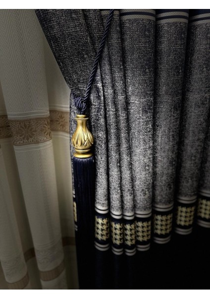 Nivemeshome Venüs FJ631728 V-517 Lacivert 1/3 Sık Pileli Fon Perde Apm