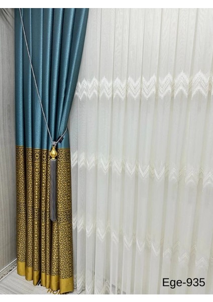 Nivemeshome Ege Turkuaz FIR1240 V-935 1/3 Sık Pileli Fon Perde Apm indirimleri