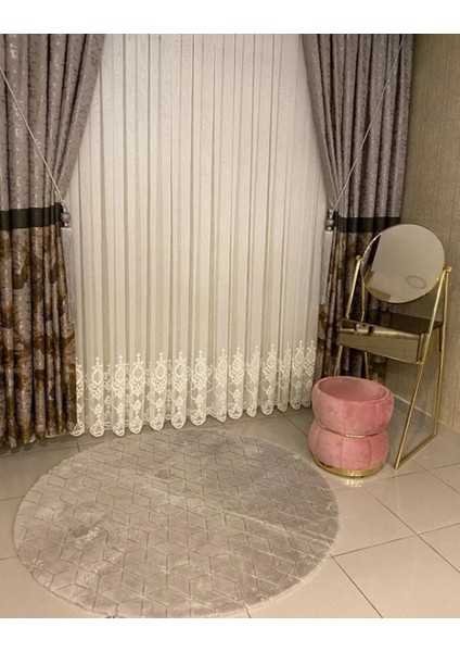 Nivemeshome Flora Etek Nakışlı 1/3 Sık Pileli Tül Perde Apm