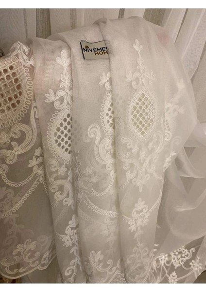 Nivemeshome Flora Etek Nakışlı 1/3 Sık Pileli Tül Perde Apm fiyatları